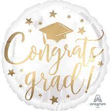SPECIAL OCCASION BOUQUETS: Congrats Grad White and Gold Foil - Special Surprise Events